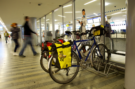 bicycle parking at pragur trains station makes it easy to use the train to extend bicycle travel