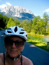 bicycle touring panda; self portrait; bike travel in austria on the salzatalradweg